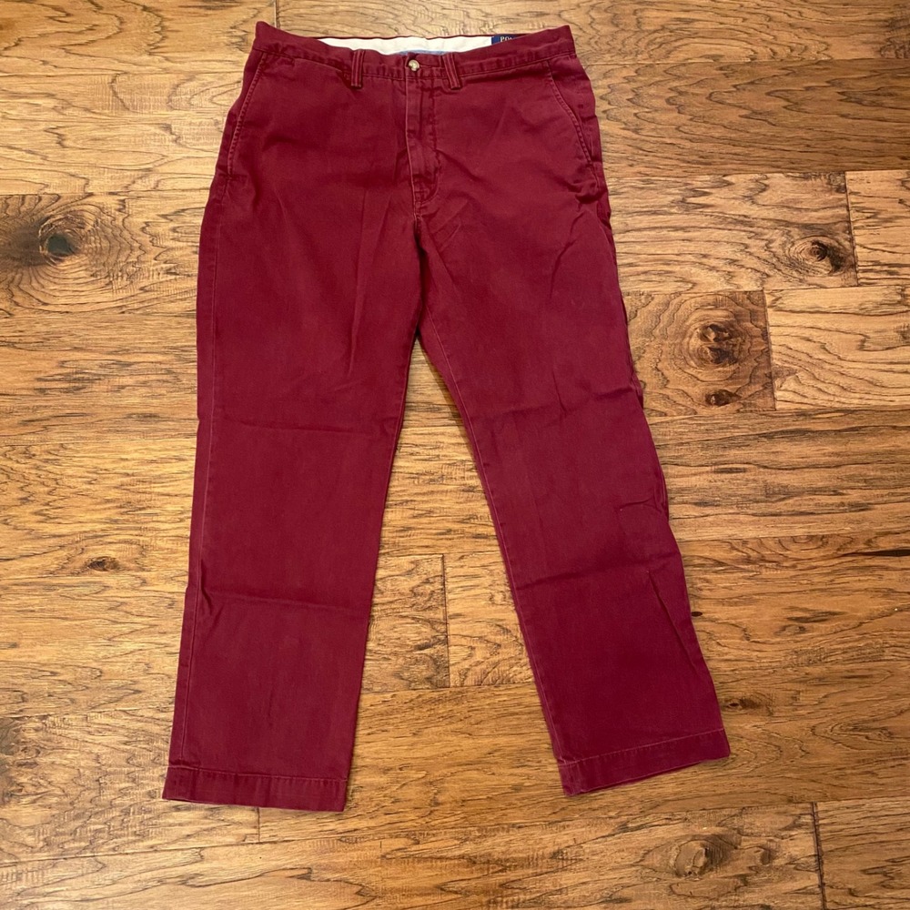 Polo Ralph Lauren Classic Fit Chino Men 34x30 Burgundy Maroon Cotton Twill Pants